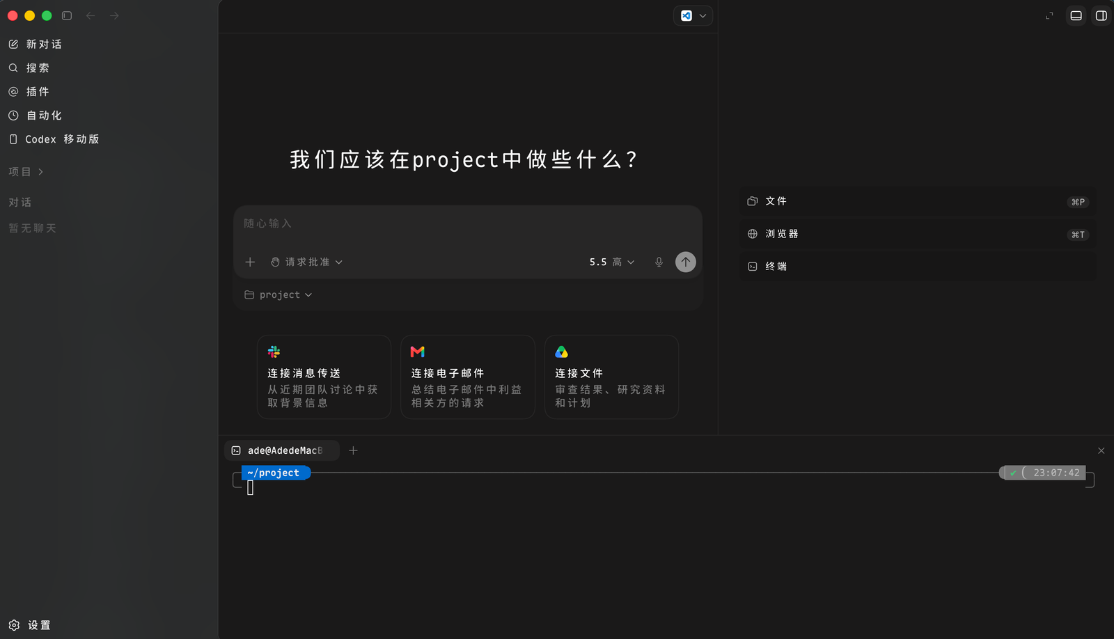 Codex 桌面 App 真实界面