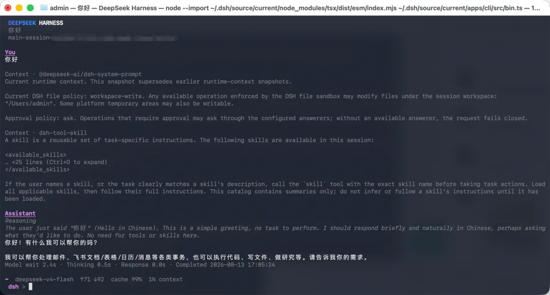 DeepSeek Harness npx 命令启动 Web UI 的终端输出